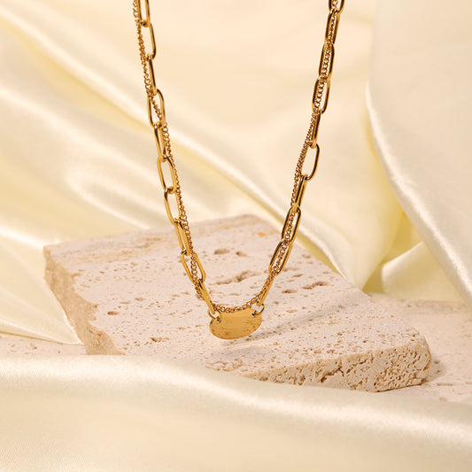 Ожерелье из золота 18 карат Двухслойное ожерелье из титановой стали