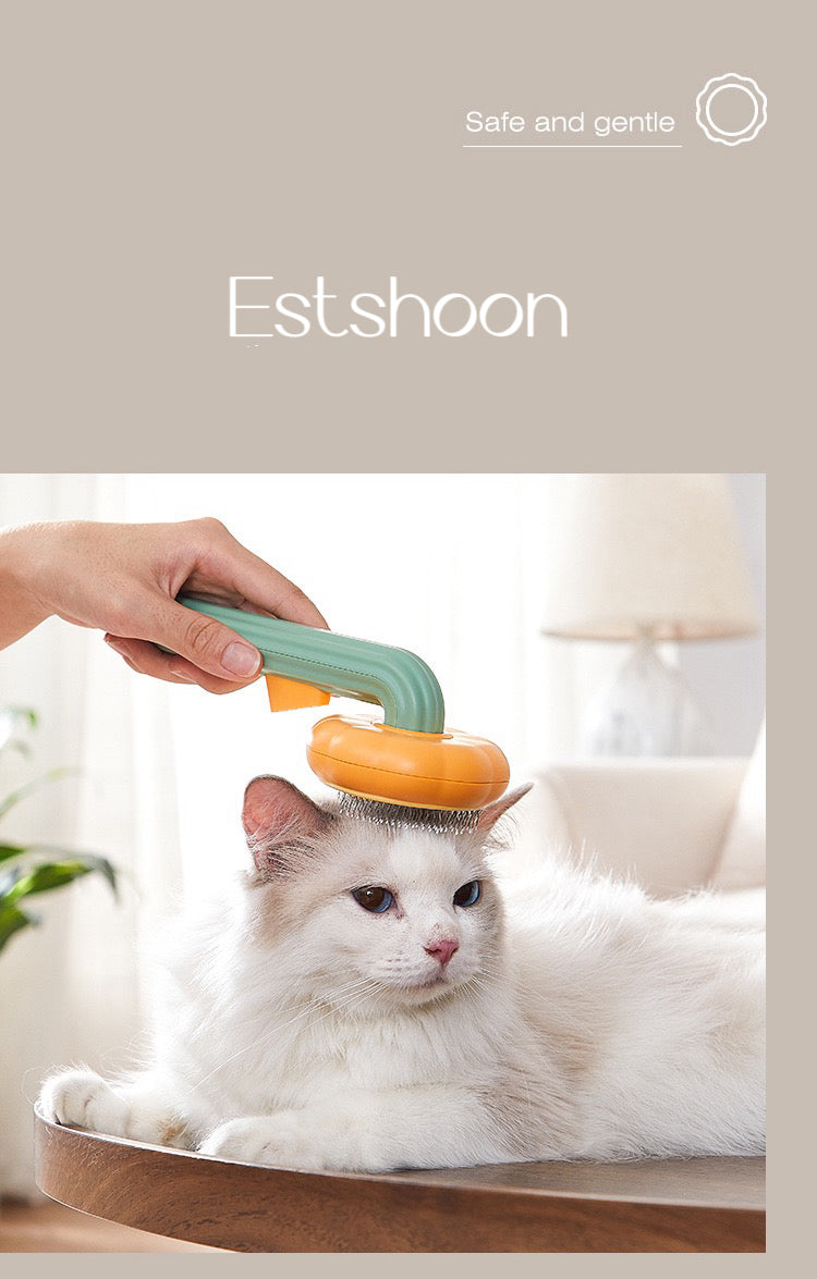 Estshoon Cat Brush Шчотка для сабак з кнопкай вызвалення для лінькі, самаачышчальная шчотка для кацінай расчоскі для хатніх катоў, шчотка для чысткі сабакі, набор для сыходу за сабакамі, прылада для выдалення поўсці зоапрыладаў 