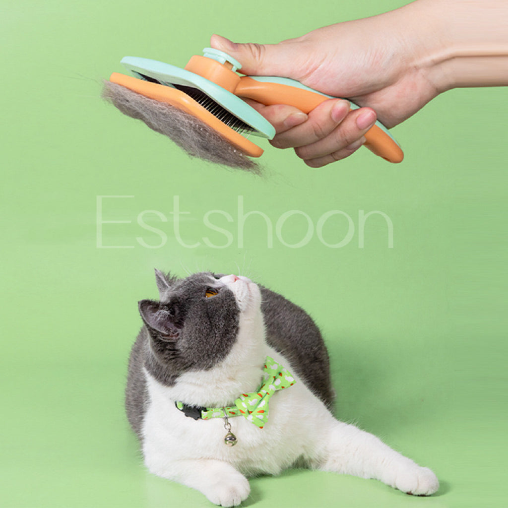 Estshoon Self-Cleaning Slicker Brush for Dogs, Cats, Lightweight Dog Brush for Shelling Massaging Grooming, Cat Brush Мяшчотна выдаляе падшэрстак для маленькіх сабак, Котак, Трусаў усіх тыпаў поўсці 
