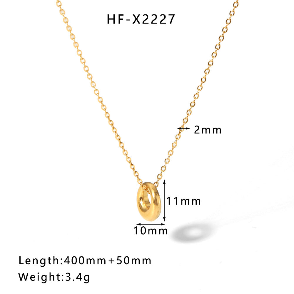 Necklace for female 18k Gold Titanium steel heart -shaped pearl shell  light luxury flow Soviet neck chain