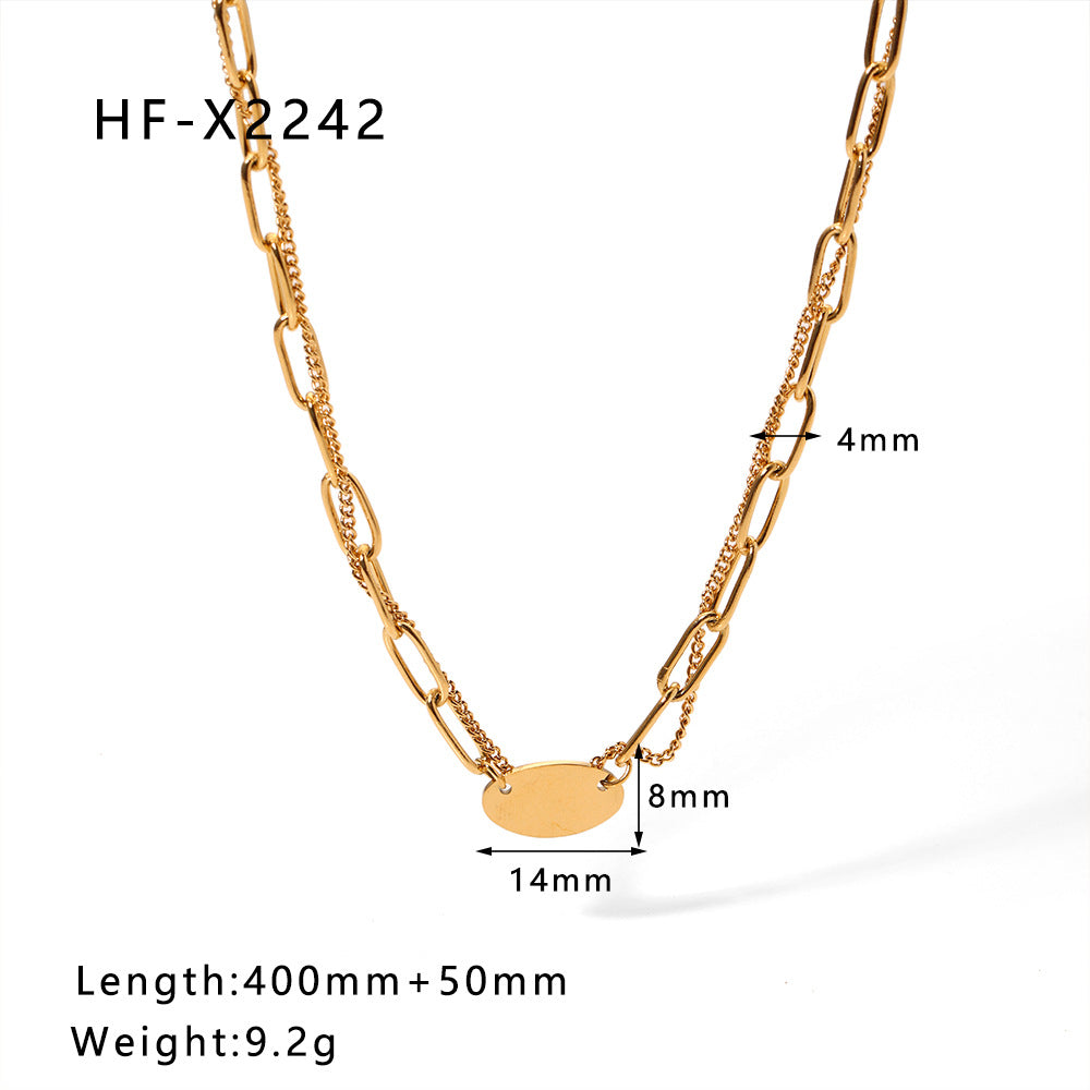 18K Gold Necklace Double -layer titanium steel necklace