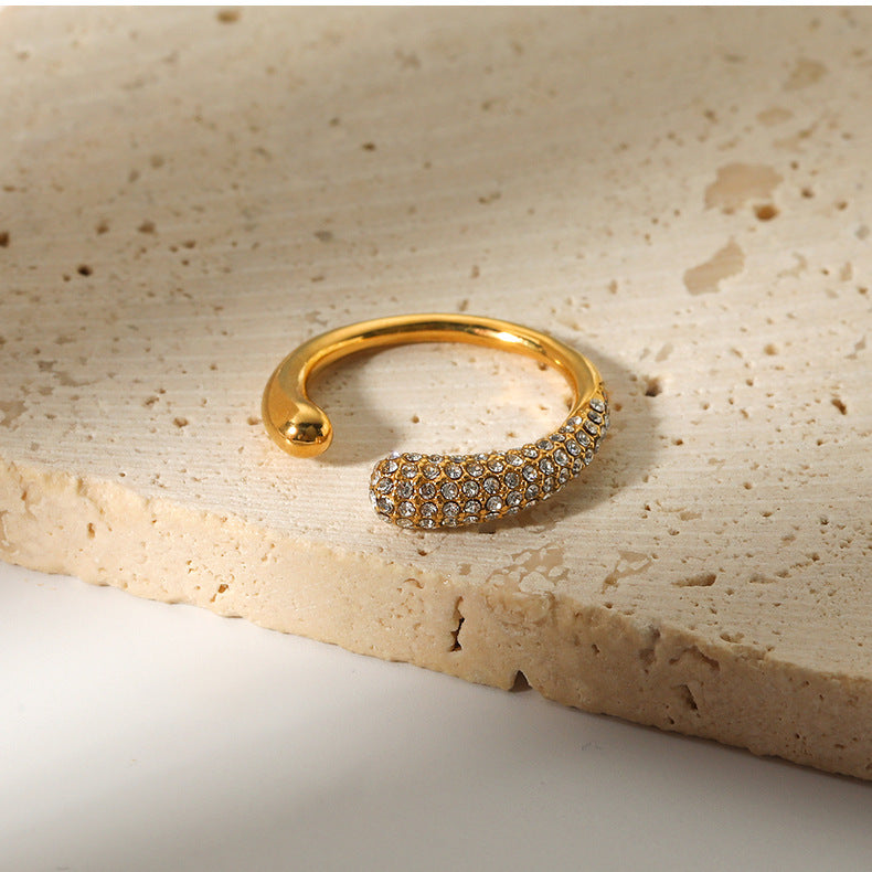 Кольца женские Регулируемые бриллиантовые камни неправильной формы, отверстие из титановой стали