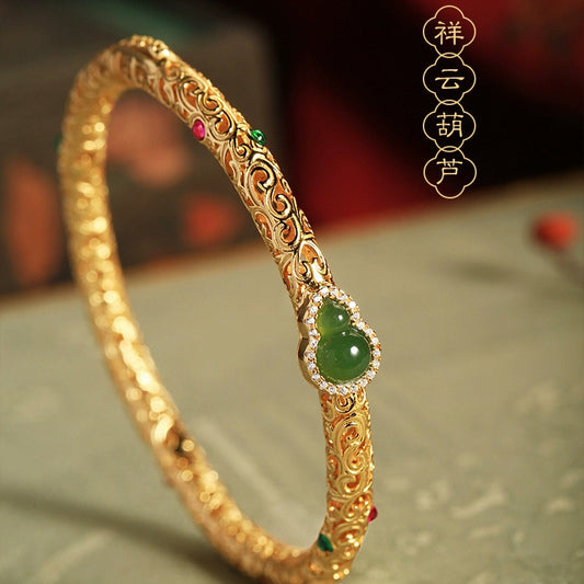 Браслет Браслет из тыквы Xiangyun, древний китайский национальный придворный стиль, открытый браслет, позолоченные украшения для рук в стиле ретро