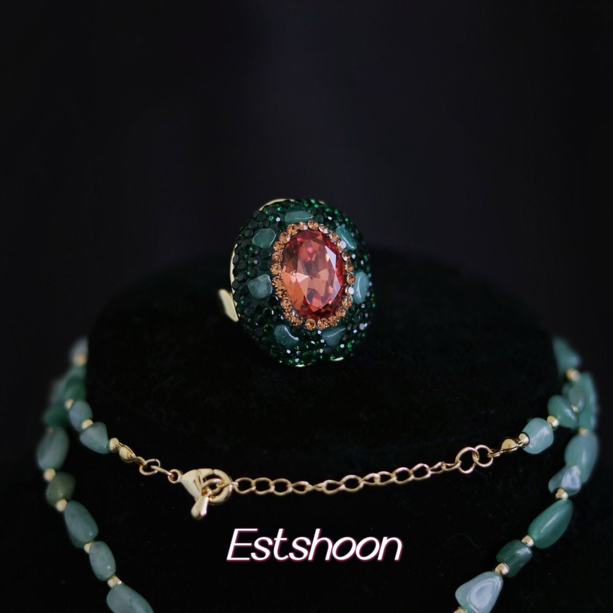 Натуральный камень Султан, зеленый натуральный камень Dongling, комплект ожерелья, латунь с позолотой, высокий цвет