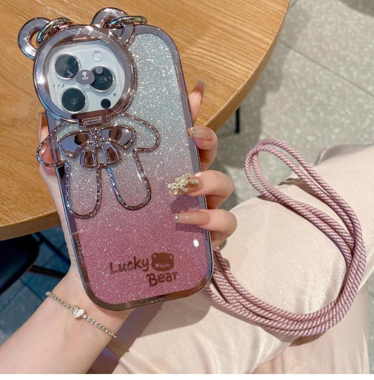 Cute Bear IPhone case with Lanyard （chain）